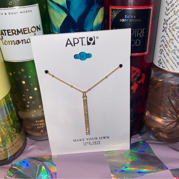 APT. 9 MAKE YOUR OWN GOLD 16” NECKLACE WITH DIAMOND LONG CHARM & 3” EXTENDER - Picture 1 of 3